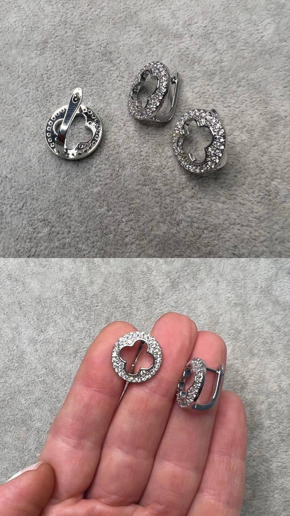 Серьги родий и фианиты