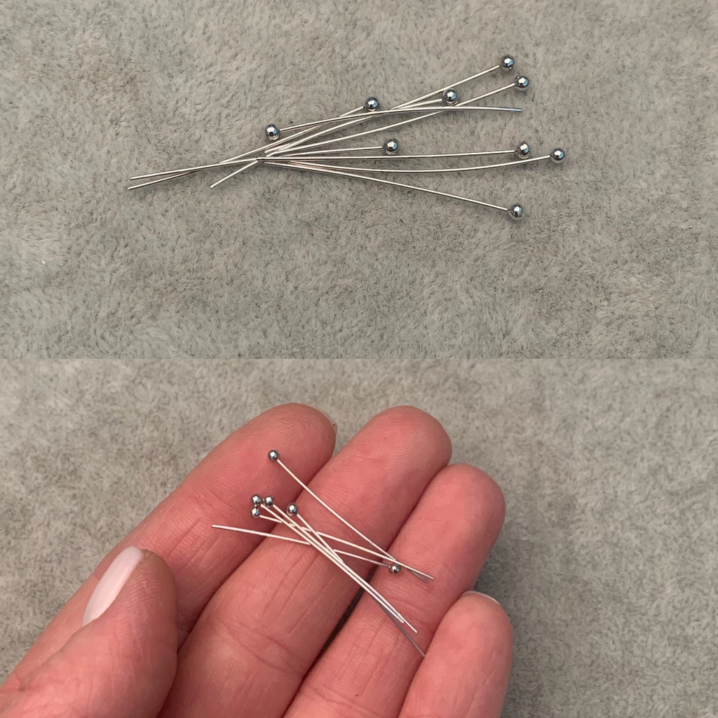 Пины с шариком родий 3 см