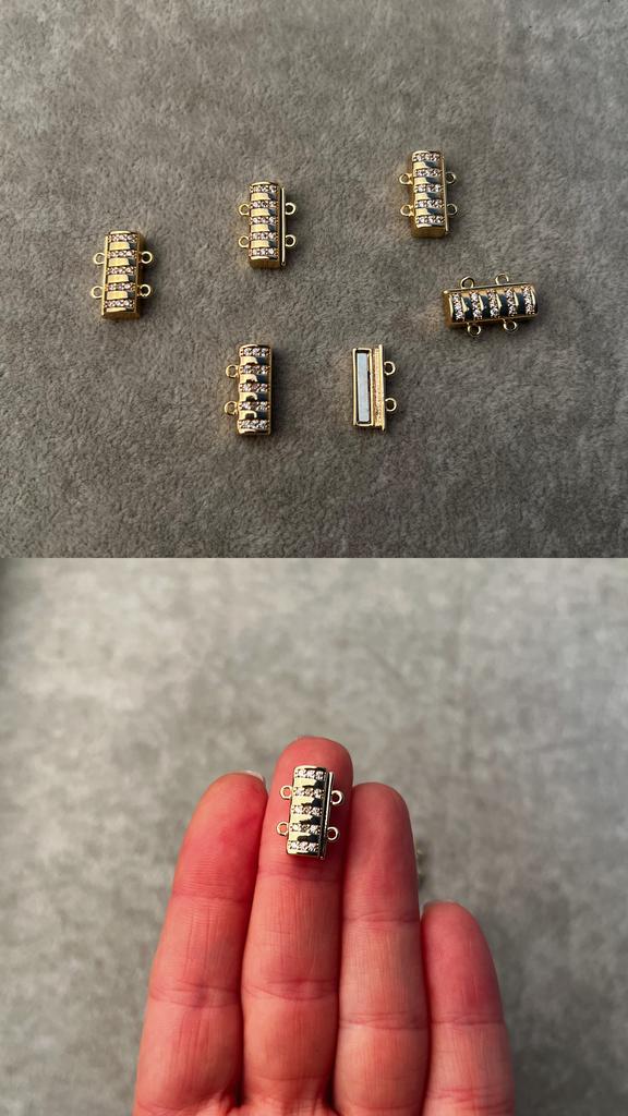 Застежка на магните с позолотой и фианитами