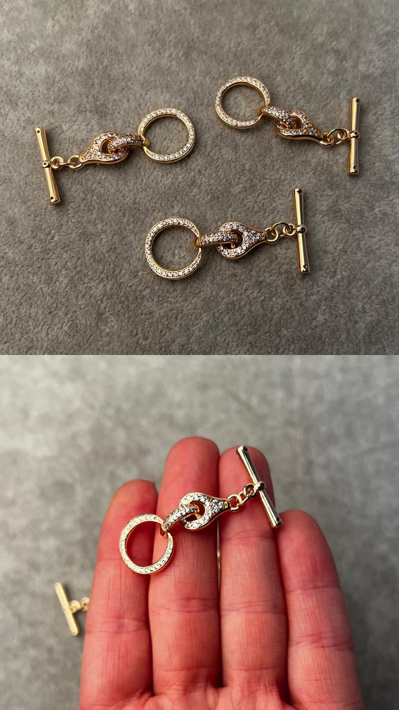 Тогл с позолотой и фианитами 39 мм