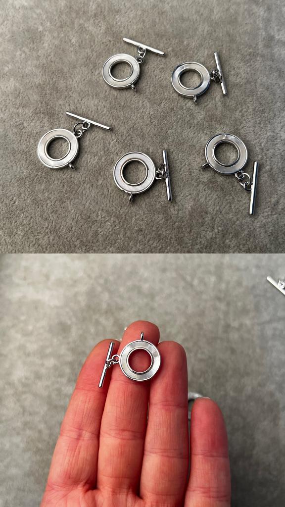 Тогл родий с перламутром 15 мм