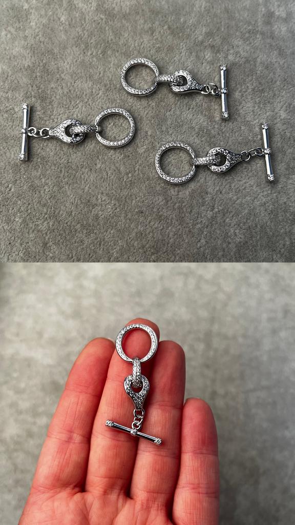 Тогл родий с фианитами