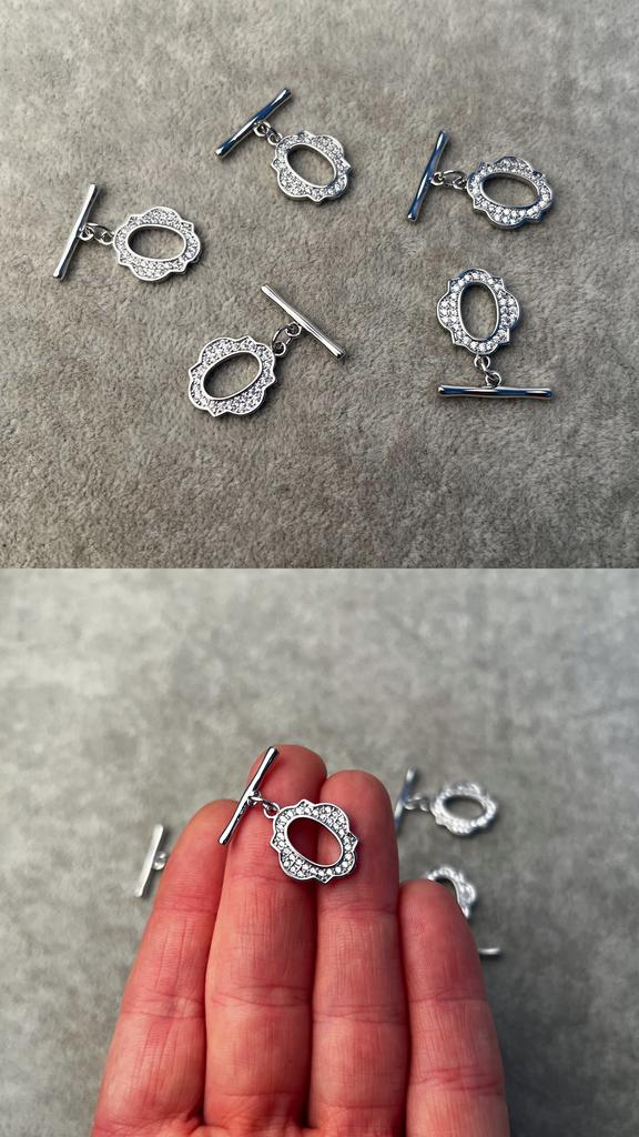 Тогл родий с фианитами