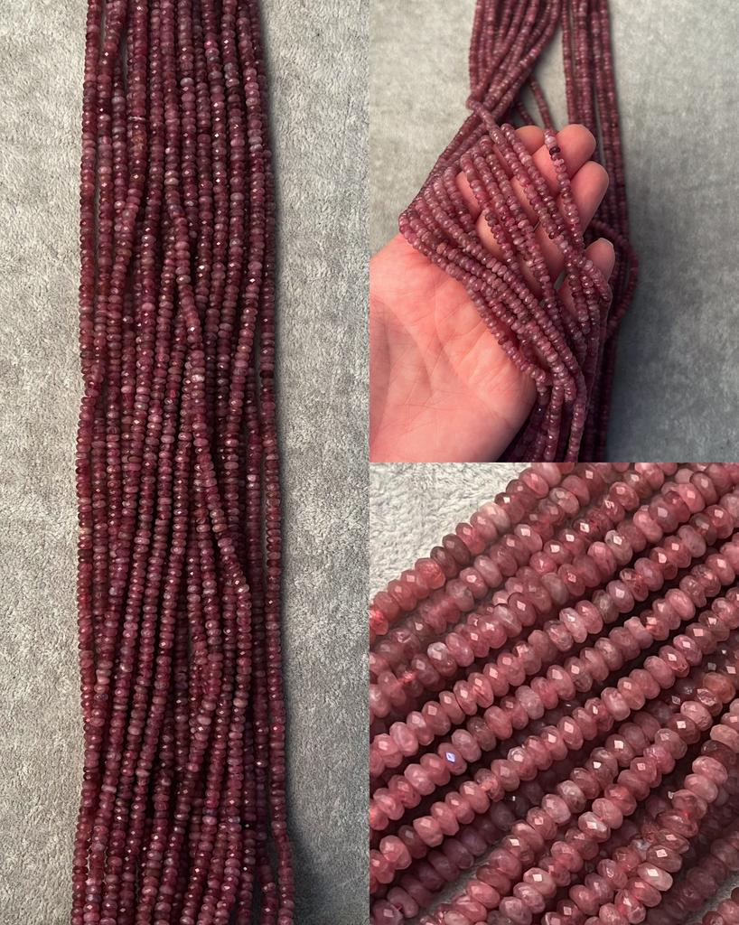 Турмалин розовый элит рондели 4х2 мм