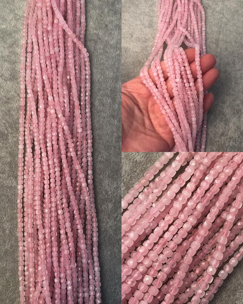 Розовый кварц кубик 3.8 мм