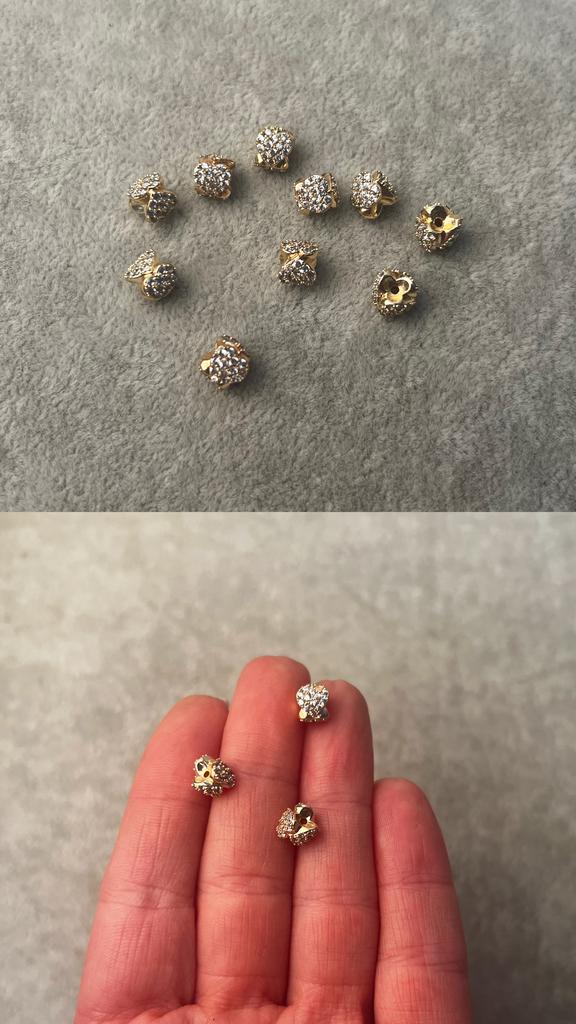 Бусины с позолотой и фианитами 5 х 6 мм