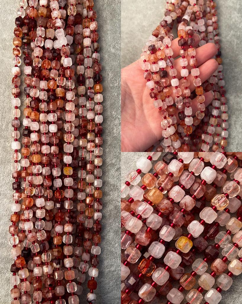 Красный кварц куб 7 мм