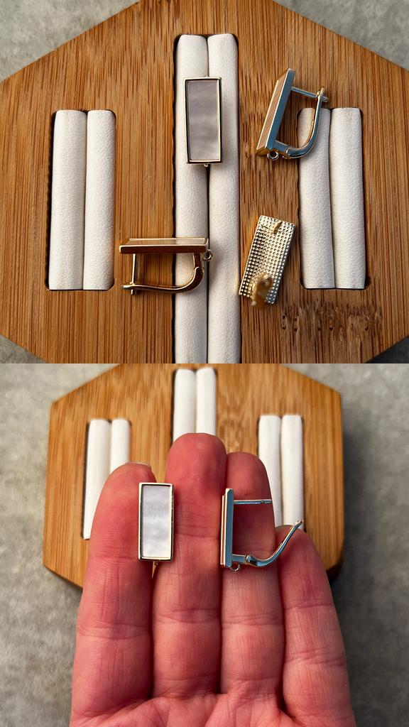 Швензы с перламутром и позолотой 18 х 8 мм