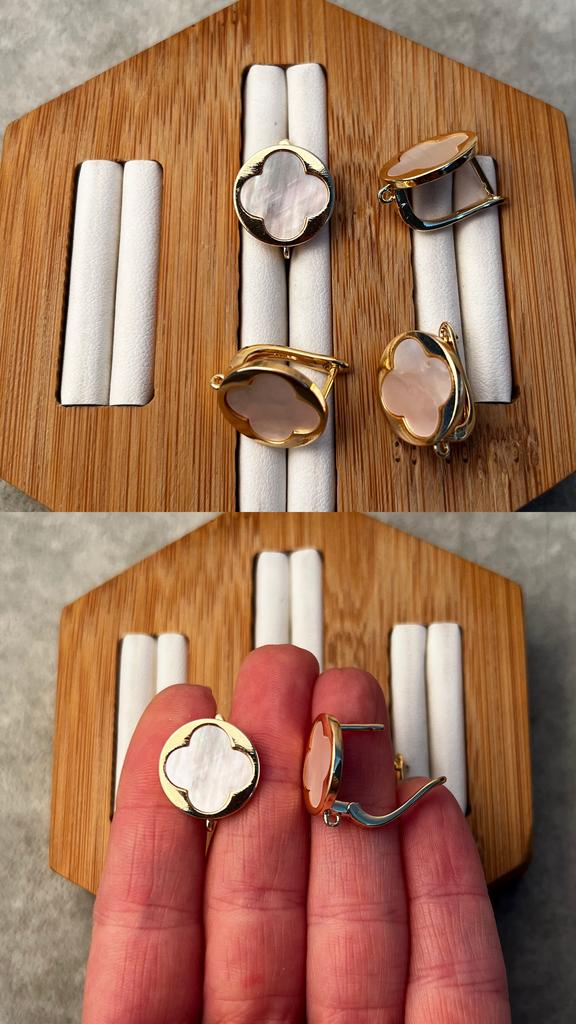 Швензы с позолотой, с перламутром. 16 мм