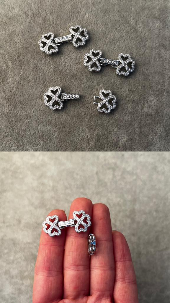 Застежка с фианитами родий 29 х 13 мм