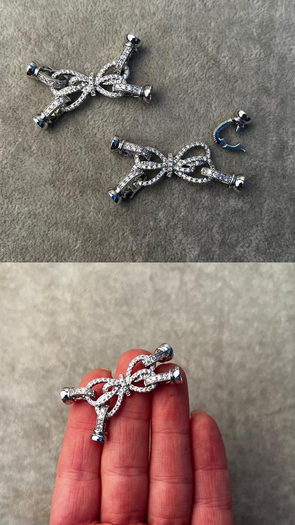 Застежка многорядная родий с фианитами