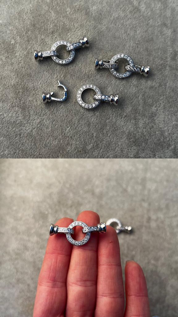 Застежка родий с фианитами 32 мм