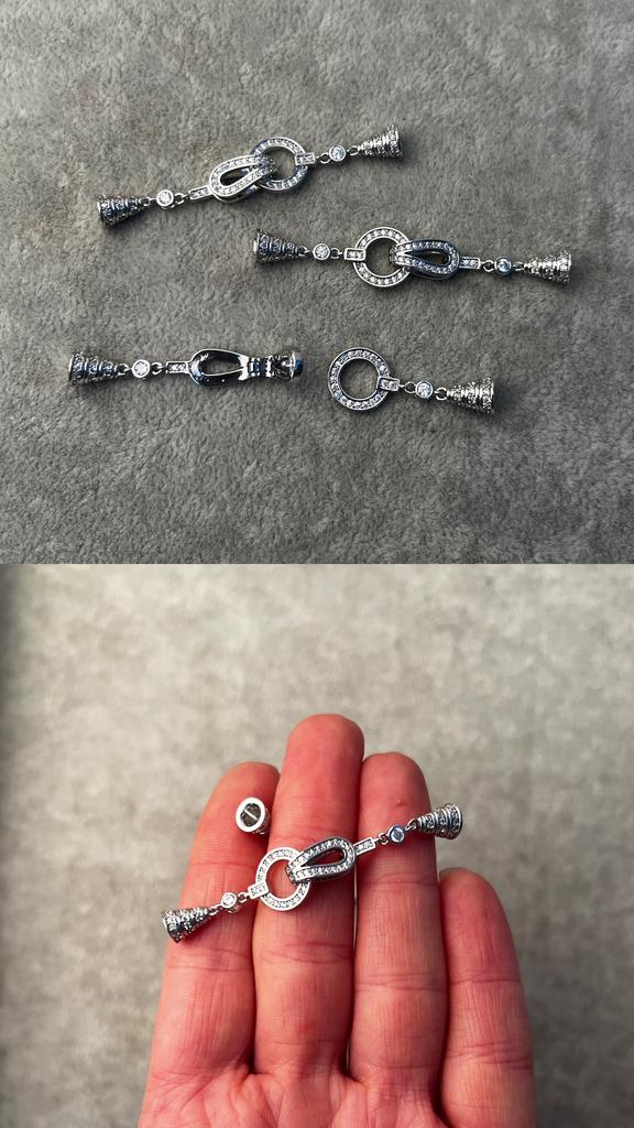 Застежка родий с фианитами 56 мм