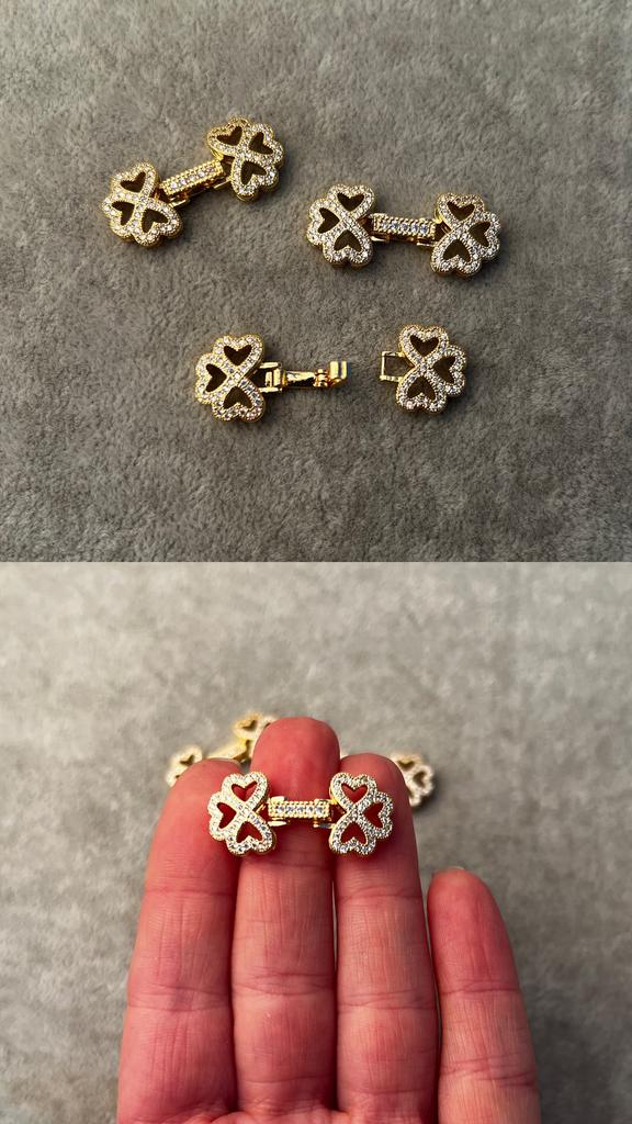 Застежка с позолотой и фианитами 29 х 13 мм