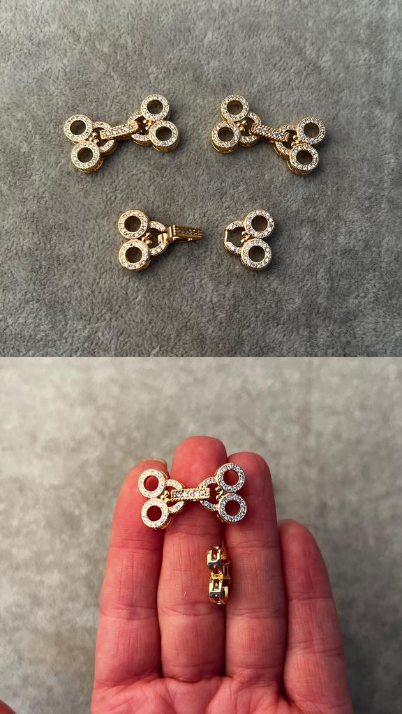 Застежка с позолотой и фианитами 27 х 14 мм