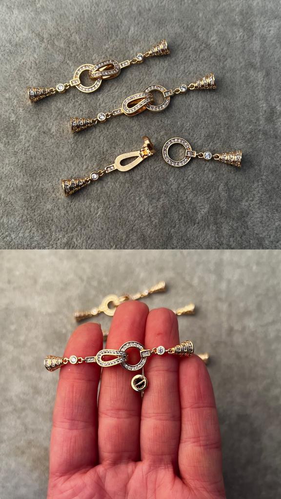 Застежка с позолотой и фианитами 56 мм