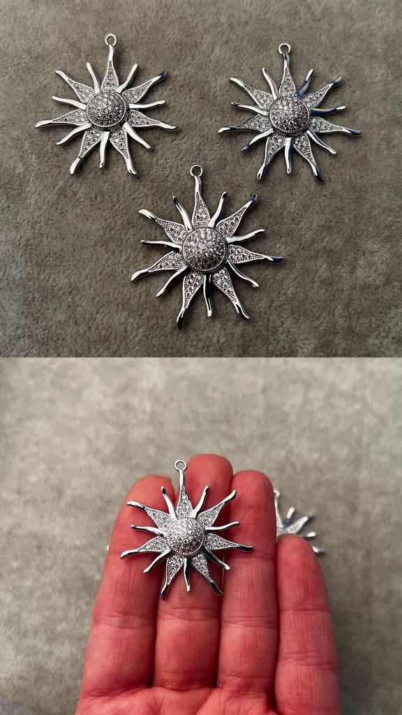 Подвеска родий с фианитами 34 мм