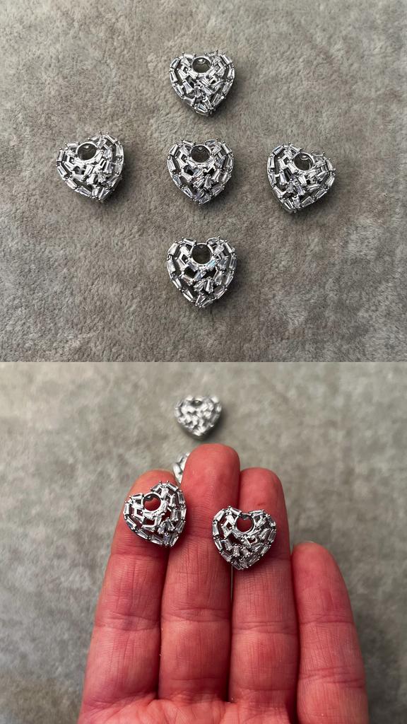 Подвеска родий с фианитами 15 мм