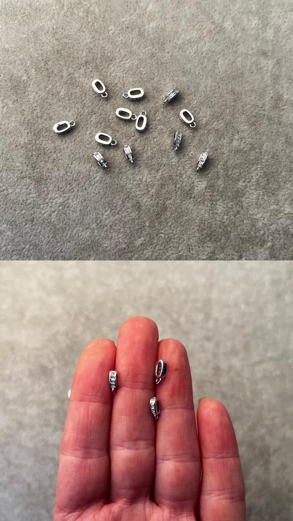 Бэйл родий с фианитами 8 х 2 мм