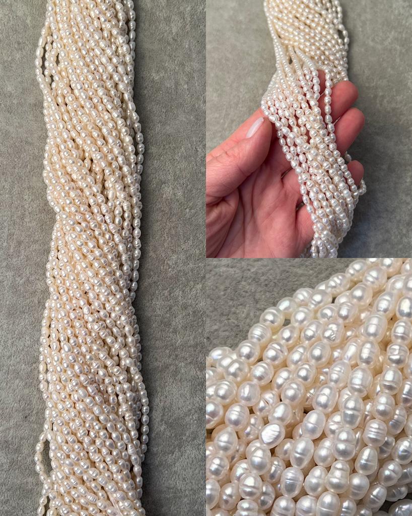 Жемчуг речной 3,5 х 4 мм 35 см