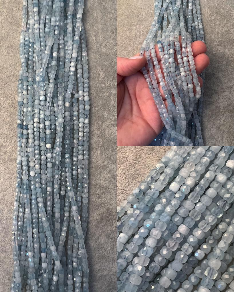 Аквамарин кубик граненый 4 мм