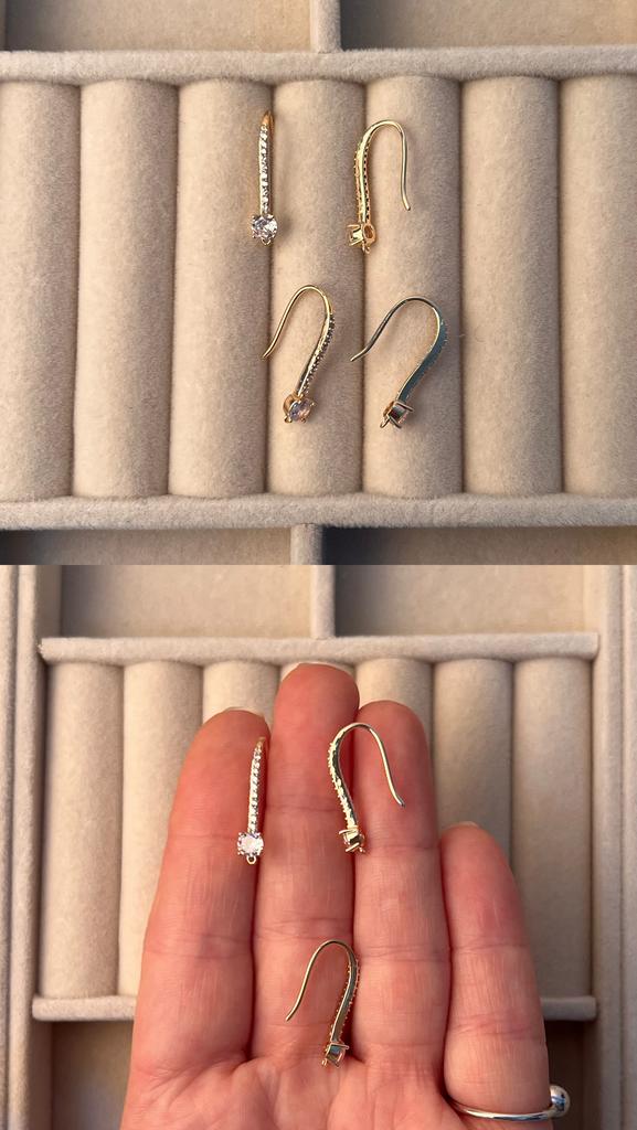 Швензы позолота 18 ка с фианитами 21 мм