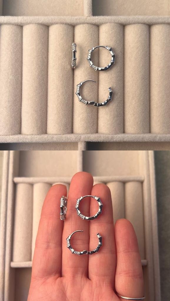 Швензы Конго родий с фианитами 17 мм