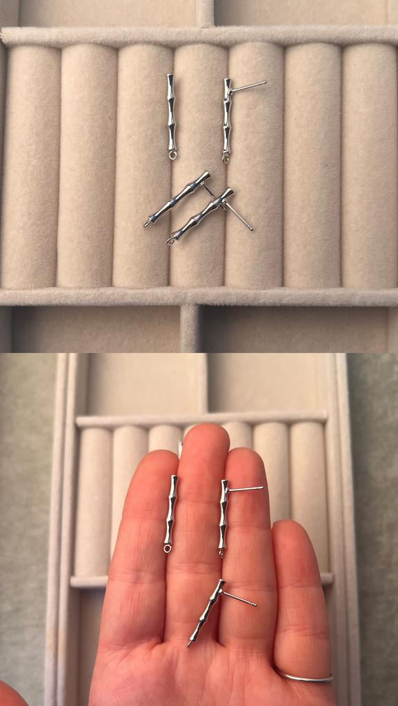 Пусеты родий 23 х 3 мм