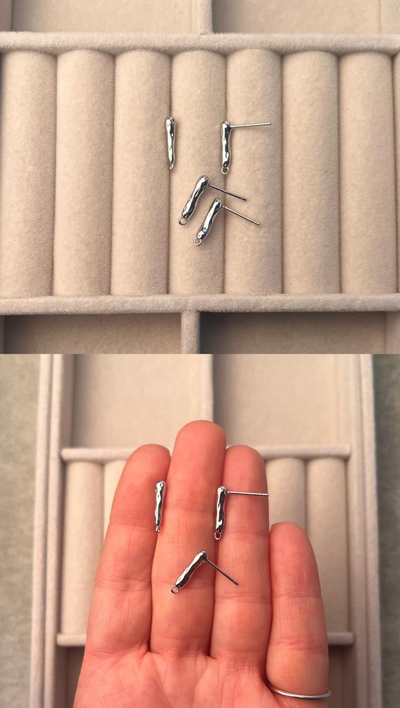 Пусеты родий 14 х 3 мм