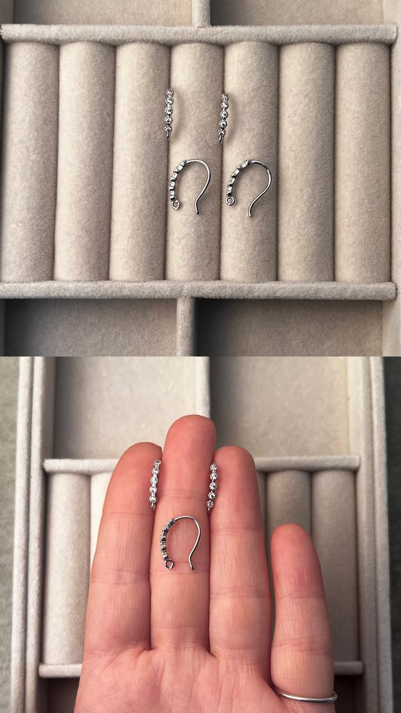 Швензы родий с фианитами 15 мм