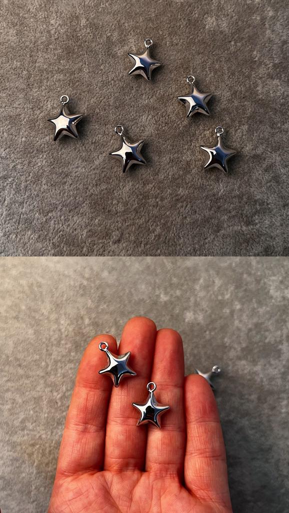 Подвеска  родий звезда 15 х 18 мм