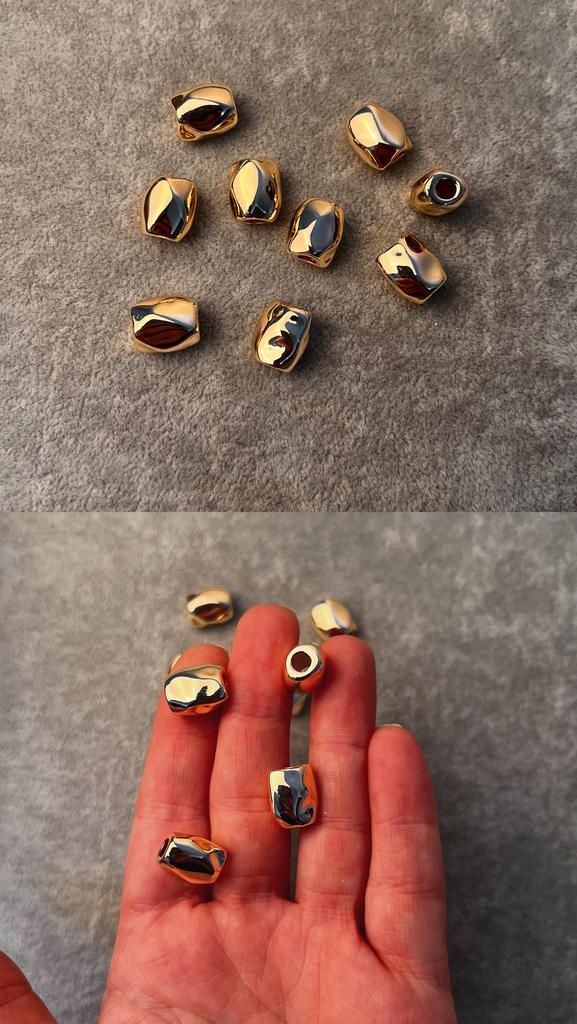 Бусины с позолотой 18 ка 13 х 11 х 9 мм