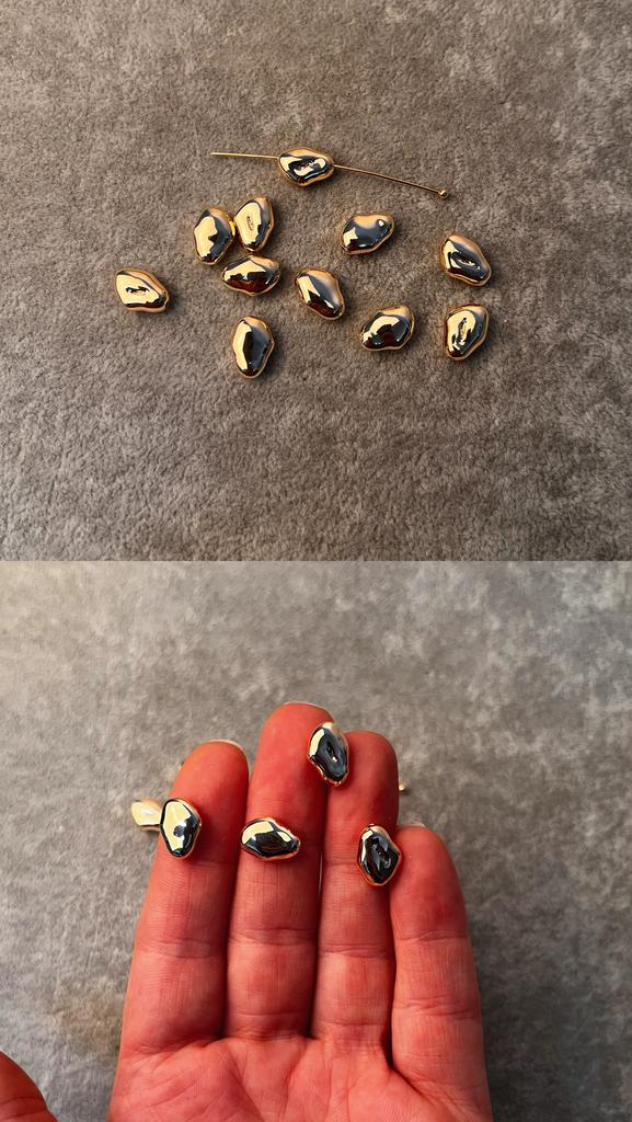 Бусины с позолотой 18 ка 12 х 8 мм