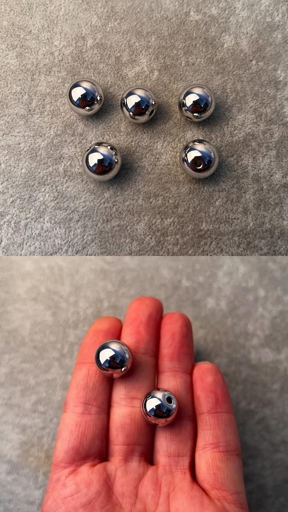 Бусины литые родий 14 мм