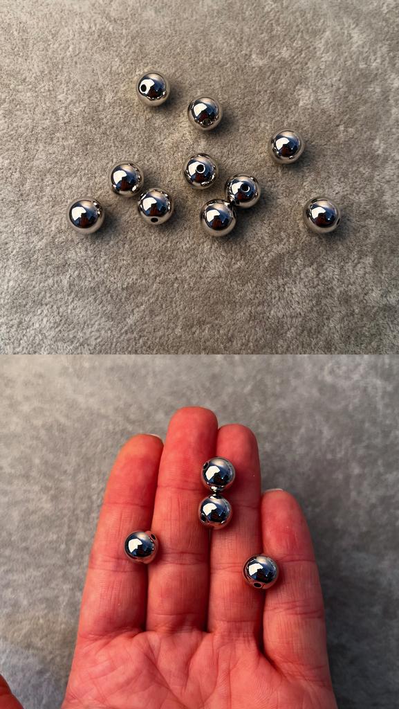 Бусины литые родий 10 мм