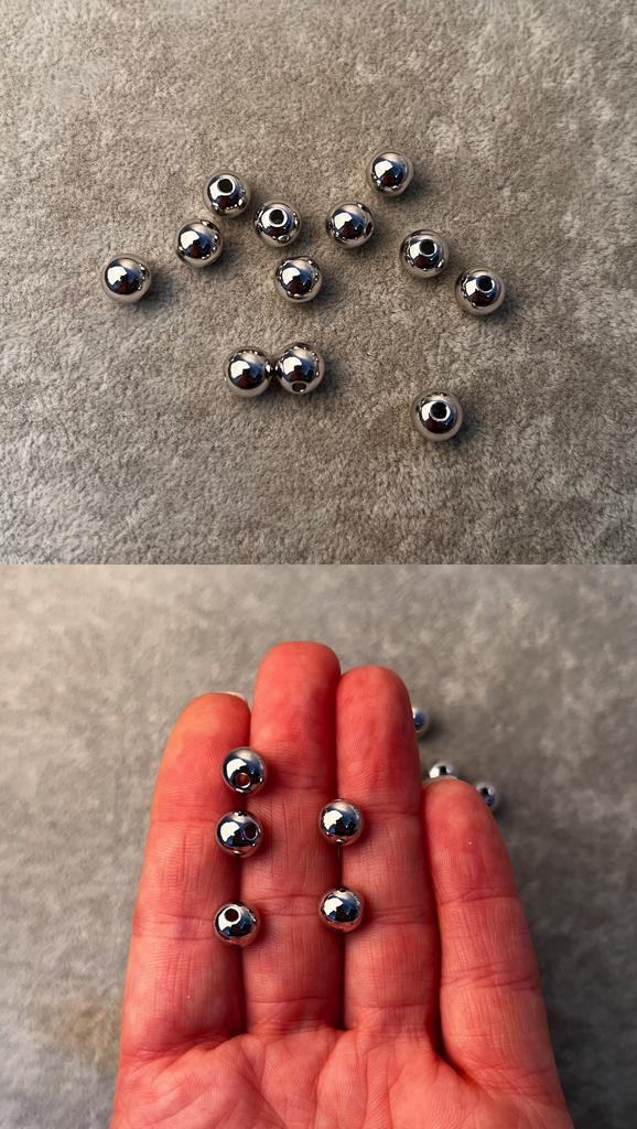 Бусины литые родий 8 мм