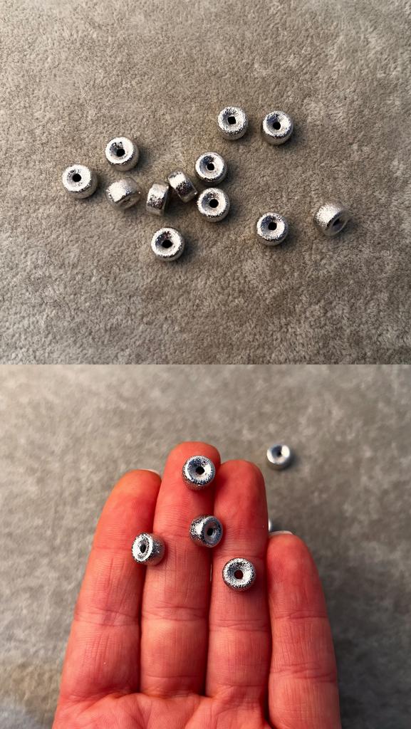 Бусины полые родий 8 х 5 мм