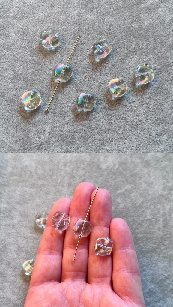 Бусина из стекла мятый квадрат 11 мм