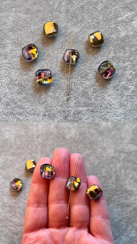 Бусина из стекла мятый квадрат 11 мм