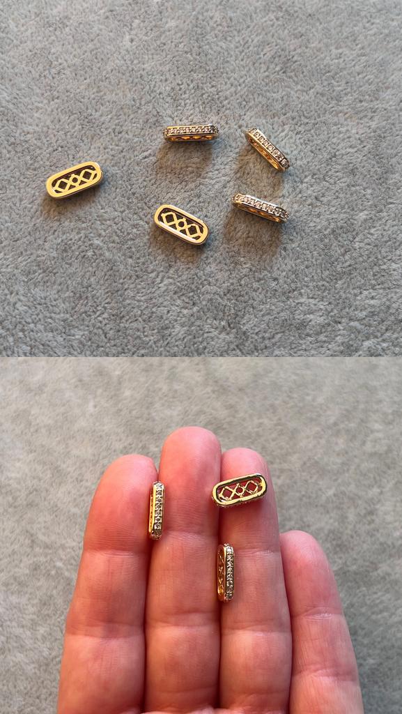 Коннектор с позолотой и фианитами 13 х 6 мм