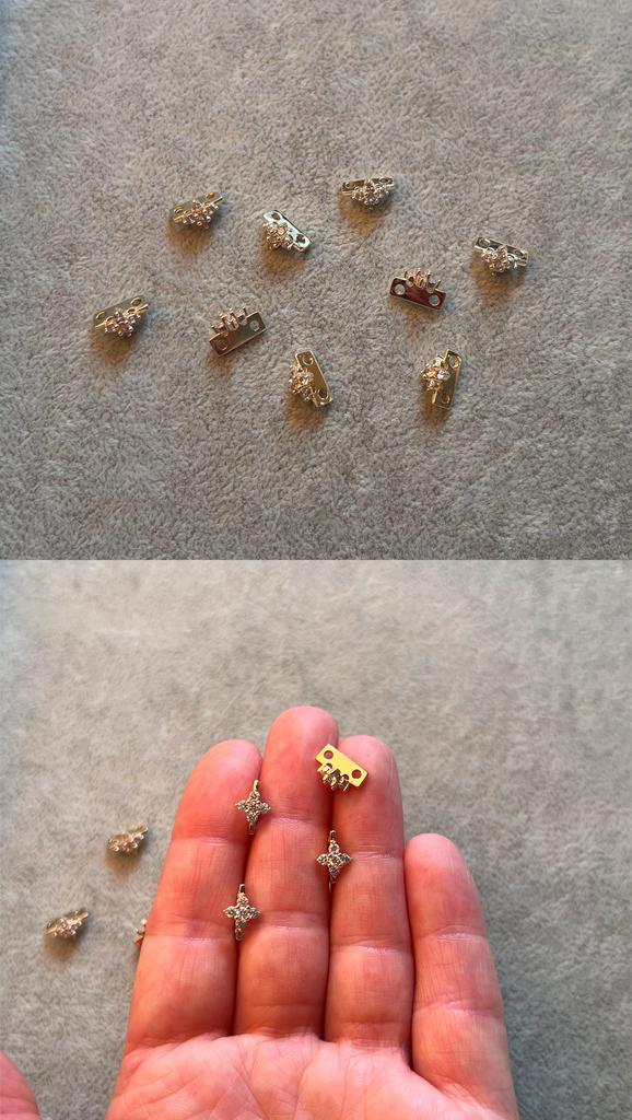 Коннектор с позолотой и фианитами 10 х 7 мм