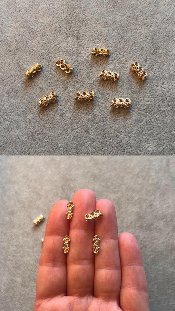 Коннектор с позолотой и фианитами 11 х 4 мм