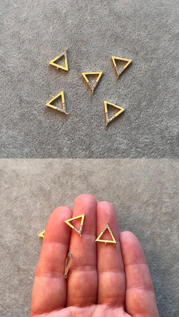 Коннектор с позолотой и фианитами 12 х 14 мм