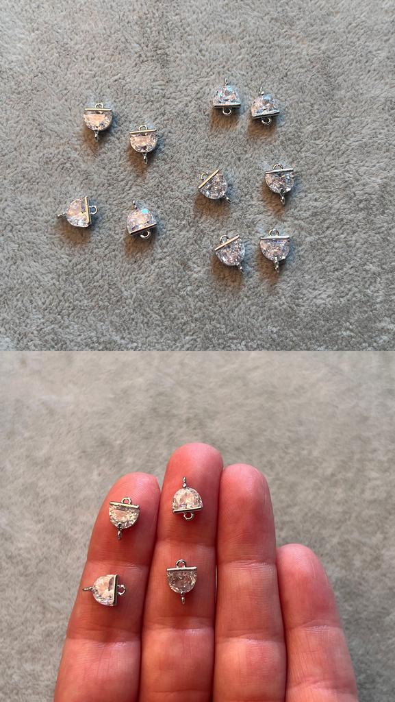 Коннектор родий с фианитами 10 х 7 мм