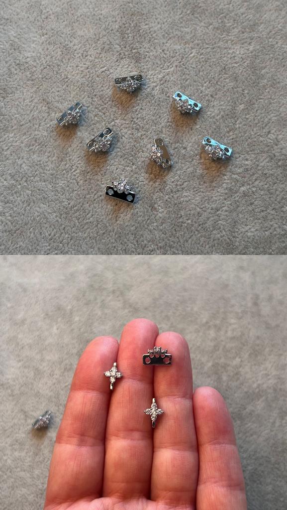 Коннектор родий с фианитами 10 х 7 мм