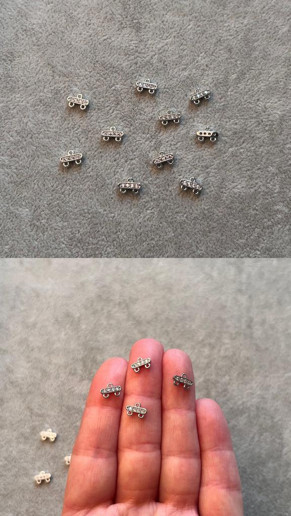 Коннектор родий с фианитами 8 х 5 мм