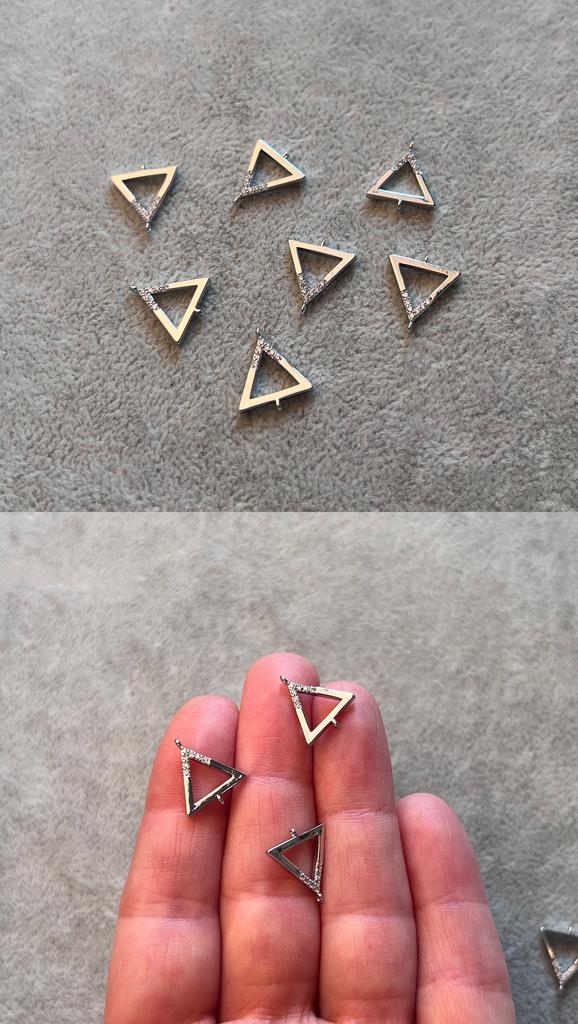 Коннектор родий с фианитами 12 х 14 мм