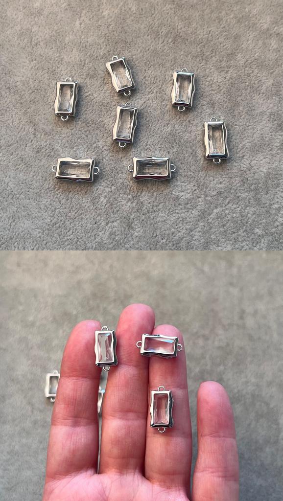 Коннектор родий прозрачный 9 х 18 мм