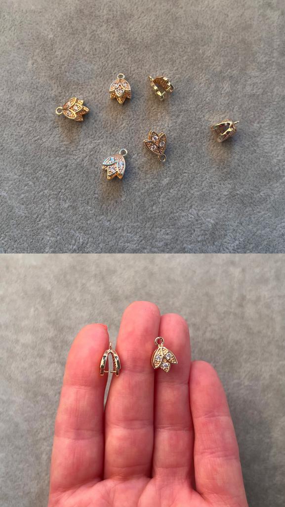 Бэйл с позолотой и фианитами 12 х 8 мм