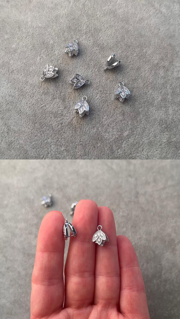 Бэйл родий с фианитами 12 х 8 мм